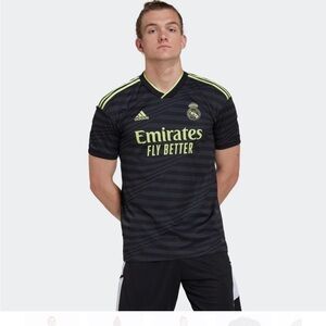 Adidas Real Madrid Men's Black & Neon Soccer Jersey 22/23 third jersey